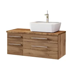 90 cm Badezimmer-Möbel in Holz - Userina (dreiteilig)