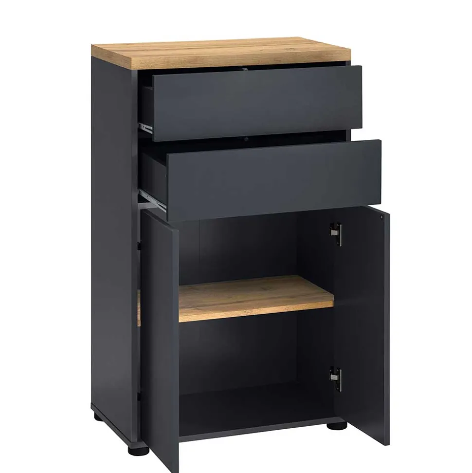 60 cm breiter Badschrank in Anthrazit - Rigori