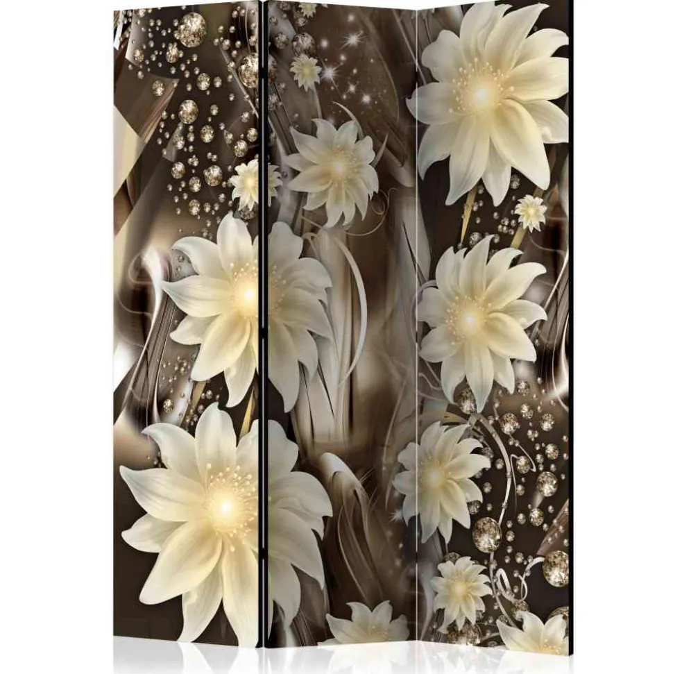 135 cm breiter Paravent in Braun Creme - Galiana