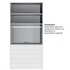 100 cm breiter Schlafzimmerschrank in Hellgrau - Nucina