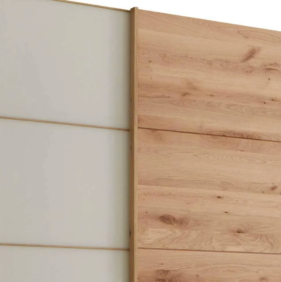 300 cm breiter Schwebetürenschrank mit Glas Beige - Nikoba