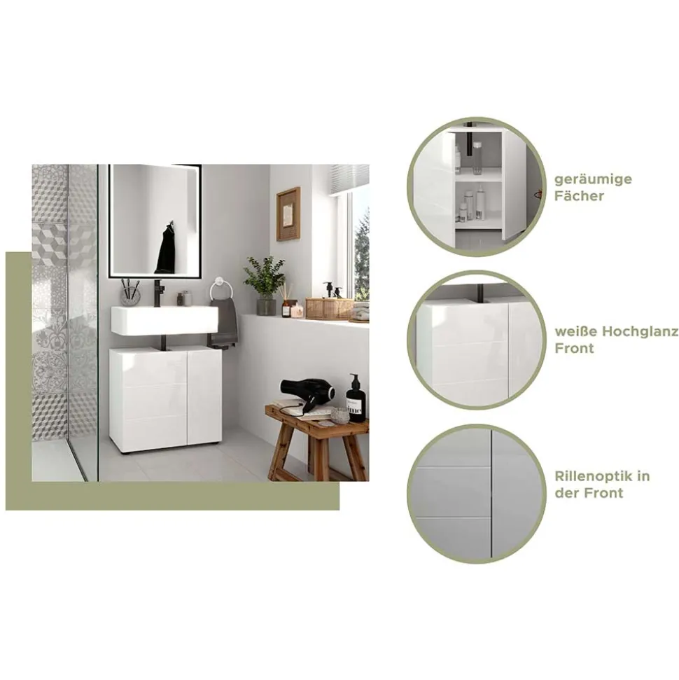 38 cm breiter Waschbeckenschrank in Weiß - Vitablos