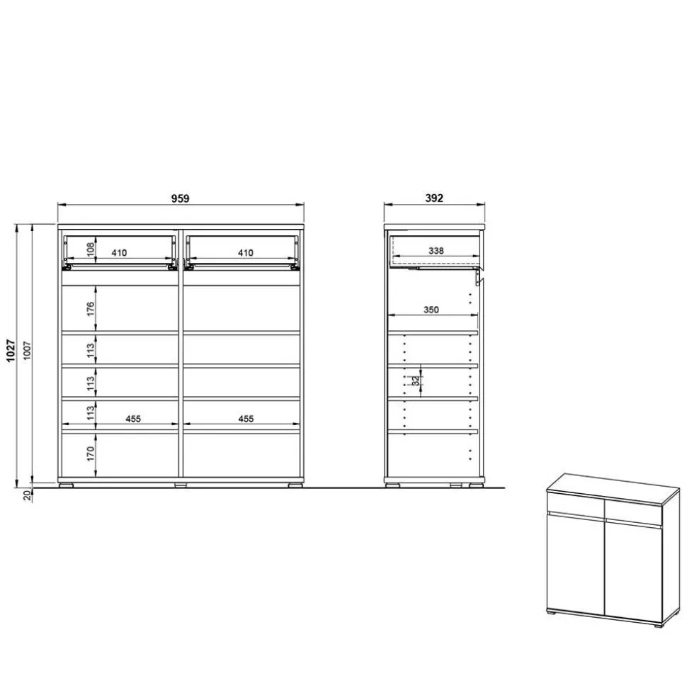 246 cm breites Flurmöbel Set modern - Orsecca (fünfteilig)