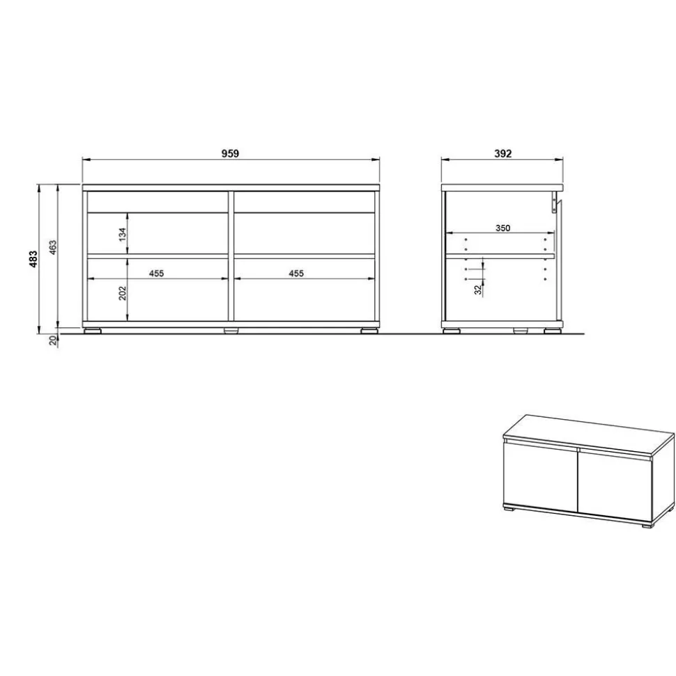 246 cm breites Flurmöbel Set modern - Orsecca (fünfteilig)