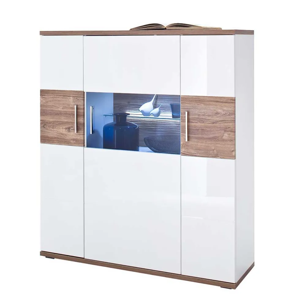 120 cm breites Highboard in Weiß Glanz - Icadro II