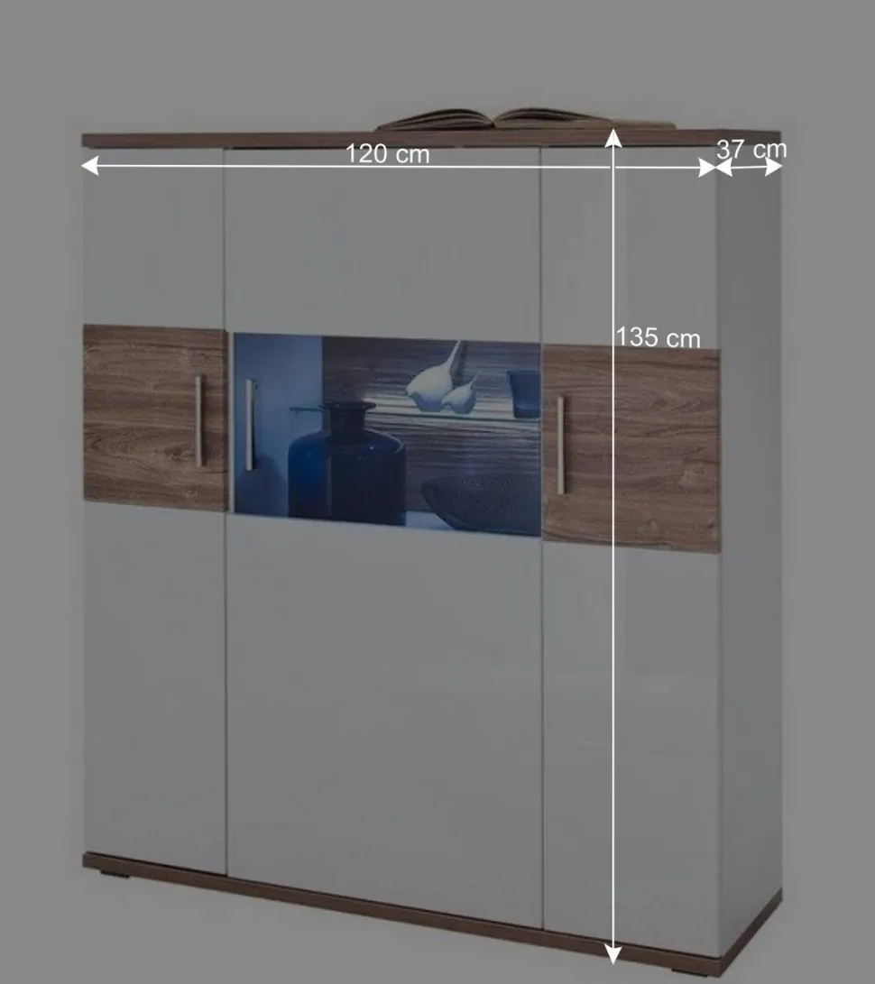 120 cm breites Highboard in Weiß Glanz - Icadro II