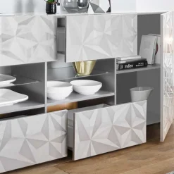 241 cm breites Sideboard in Weiß HG - Vovasoma