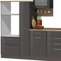 340 cm Einbauküche Zeile in Grau - Bozenia (zwölfteilig)