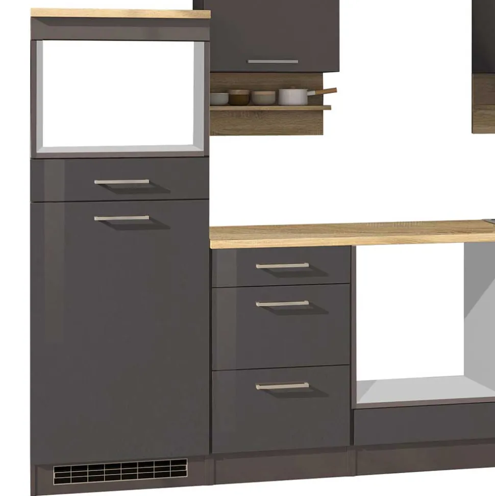 270 cm Einbauküchenzeile in Grau - Bozenia (neunteilig)