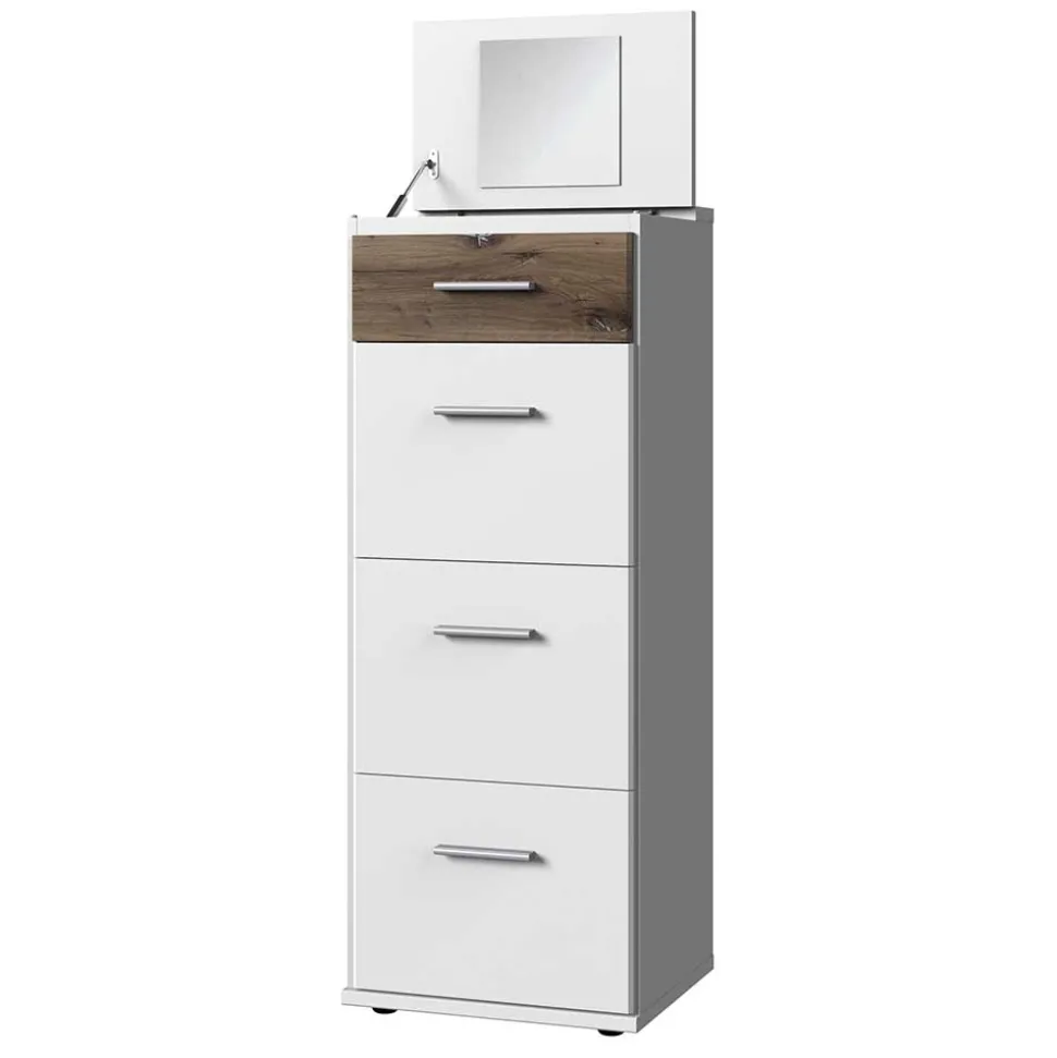 121 cm hohe Kommode mit Spiegel im Deckel - Liesca