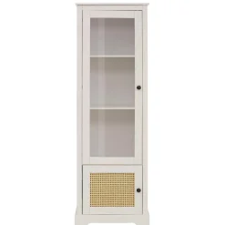180 cm hohe Landhausvitrine in Weiß mit Beige - Isvair I