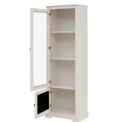 180 cm hohe Landhausvitrine in Weiß mit Beige - Isvair I