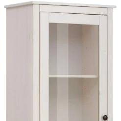 180 cm hohe Landhausvitrine in Weiß mit Beige - Isvair I