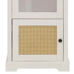 180 cm hohe Landhausvitrine in Weiß mit Beige - Isvair I