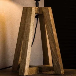 50 cm hohe Tischlampe aus Metall & Holz - Manca