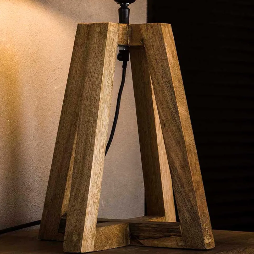 50 cm hohe Tischlampe aus Metall & Holz - Manca