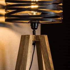 50 cm hohe Tischlampe aus Metall & Holz - Manca