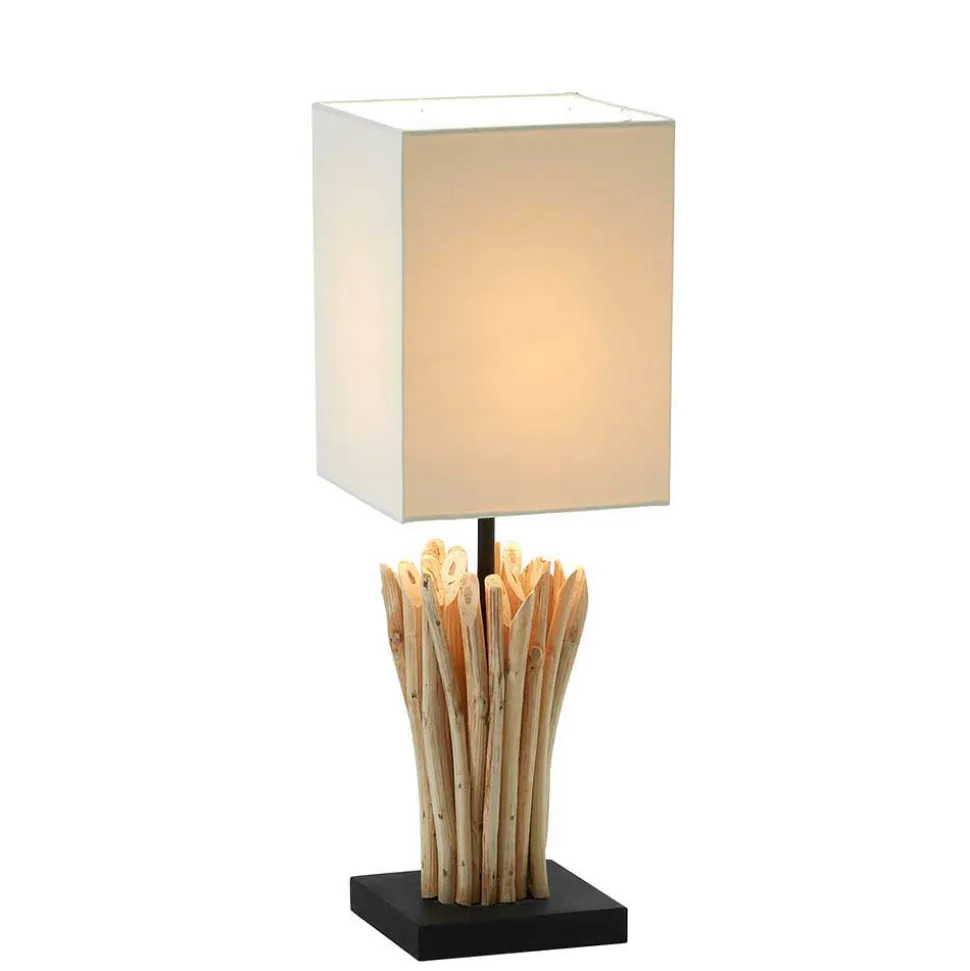 44 cm hohe Tischleuchte in Weiß & Natur - Zunil