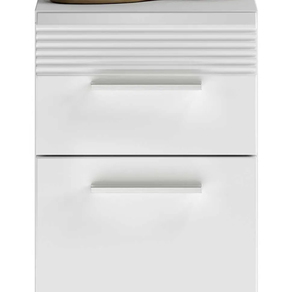 79 cm hoher Bad Unterschrank in Weiß Hochglanz - Whale