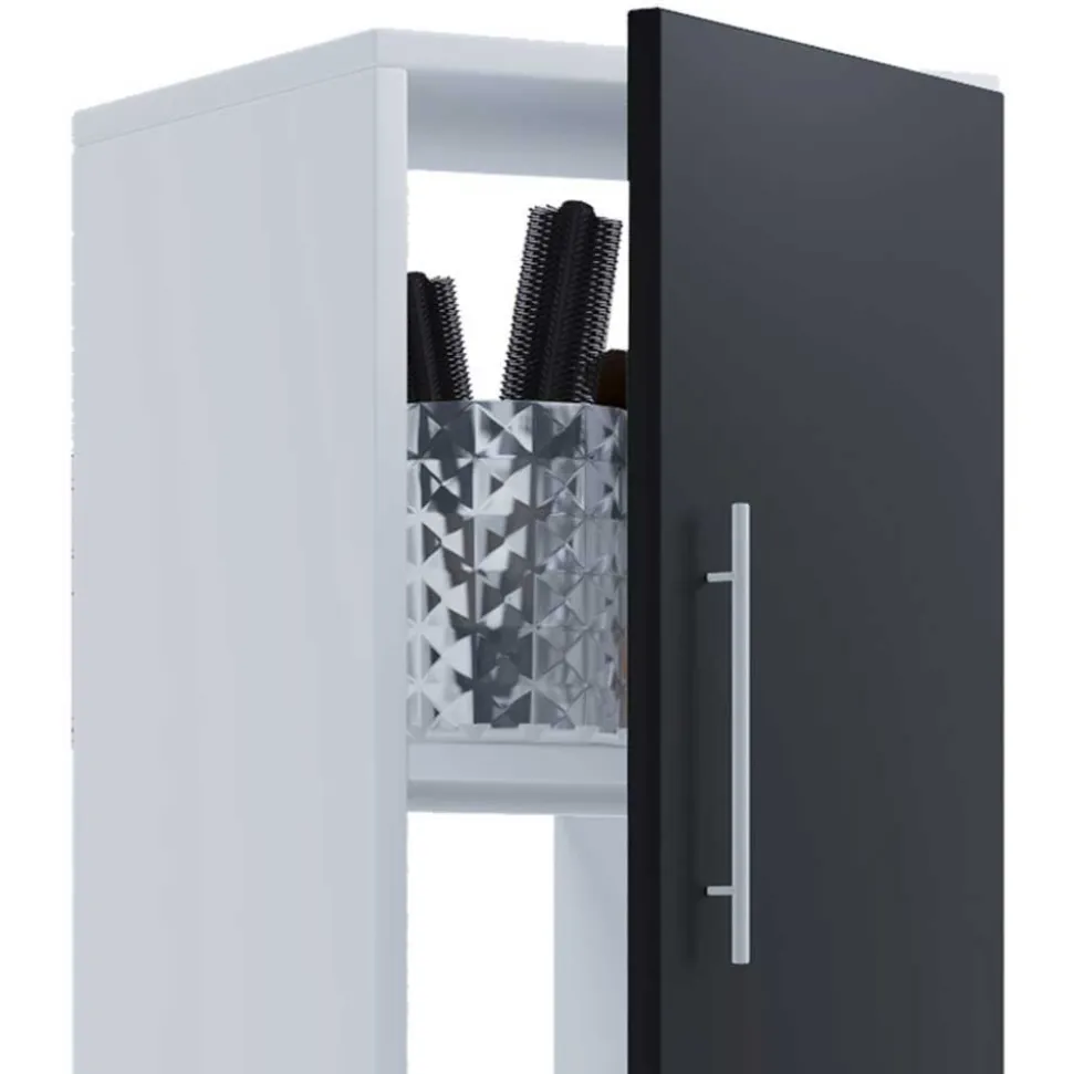 160 cm hoher Badschrank in Weiß und Schwarz - Cranies