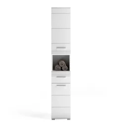 182 cm hoher Badschrank in Weiß Hochglanz - Whale