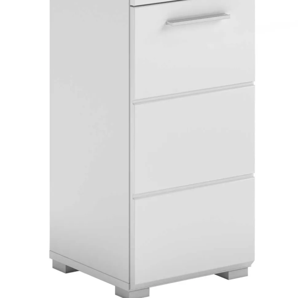 182 cm hoher Badschrank in Weiß Hochglanz - Whale