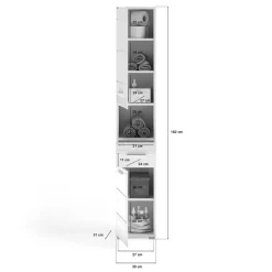 182 cm hoher Badschrank in Weiß Hochglanz - Whale