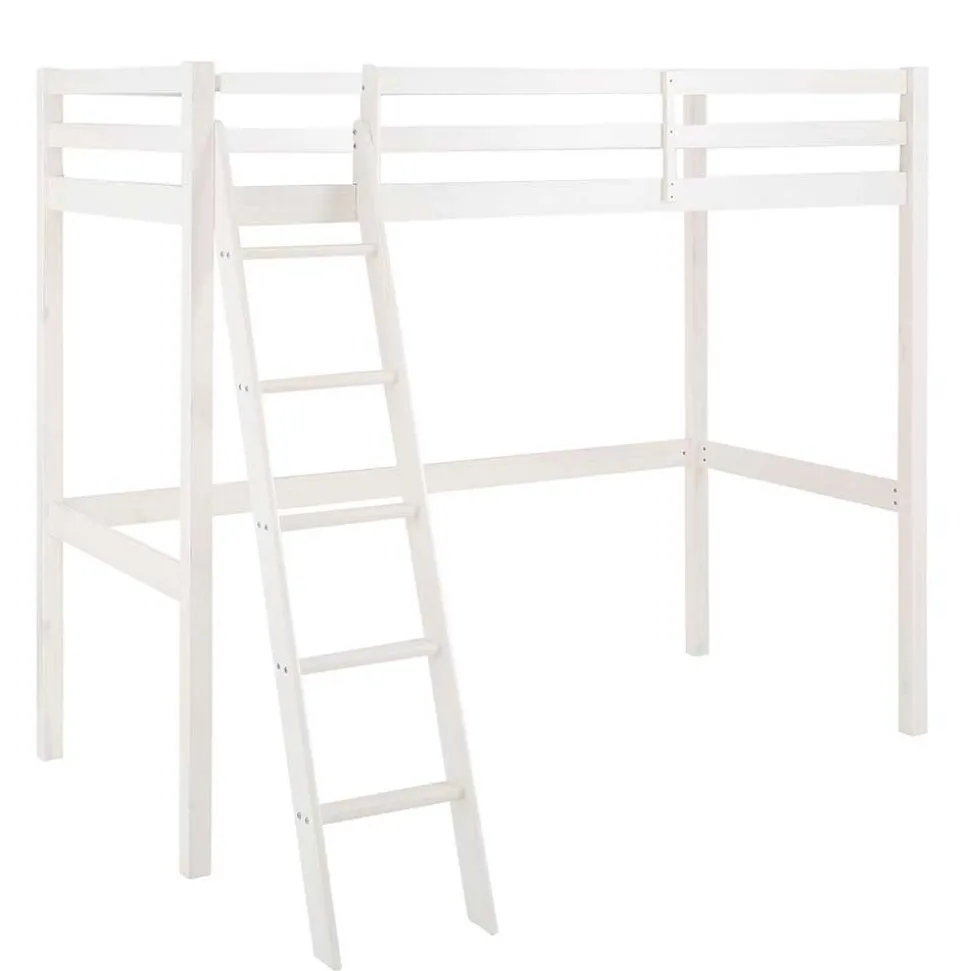 175 cm hohes Hochbett mit Leiter in Weiß - Saludio