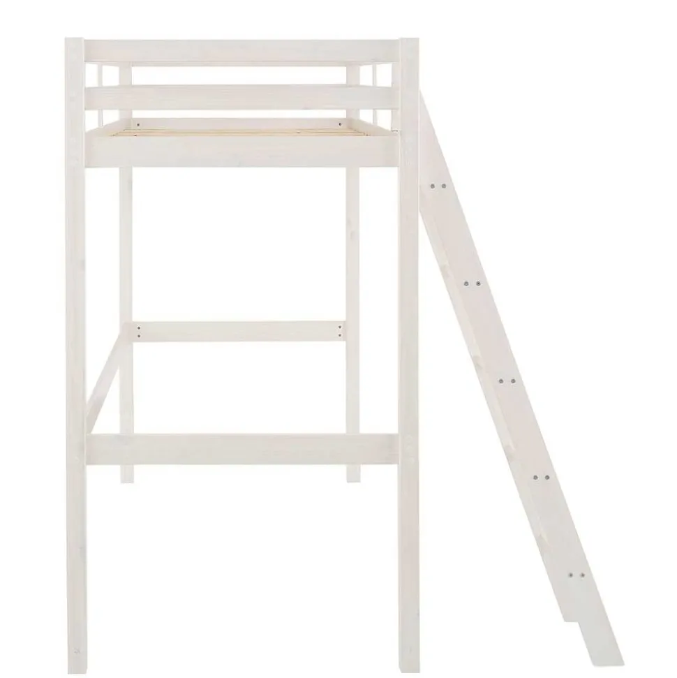 175 cm hohes Hochbett mit Leiter in Weiß - Saludio