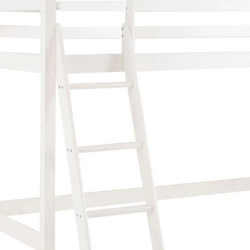 175 cm hohes Hochbett mit Leiter in Weiß - Saludio