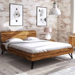190 cm langes Bettgestell aus Wildeiche Holz - Mandirov