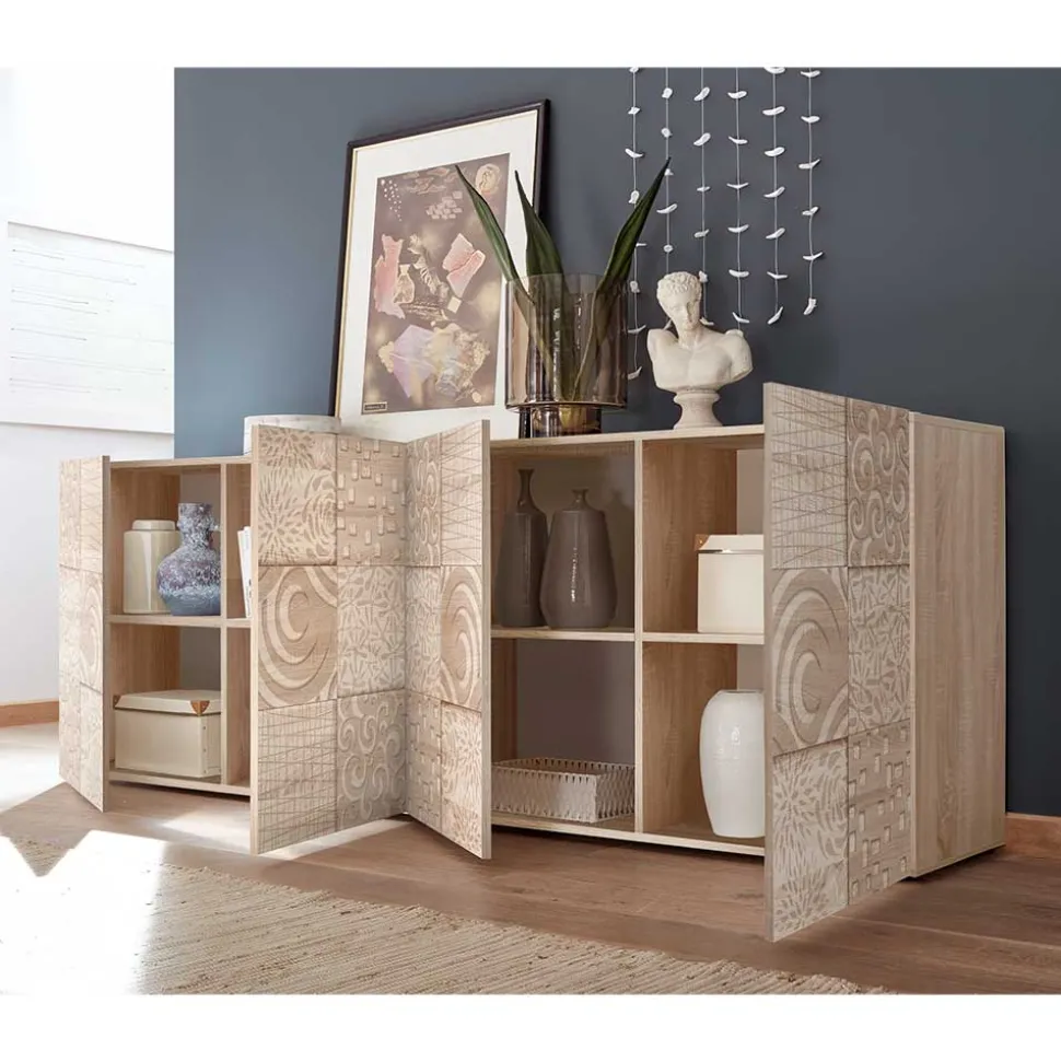 241 cm langes Sideboard in Eiche Sonoma Dekor - Bielvas