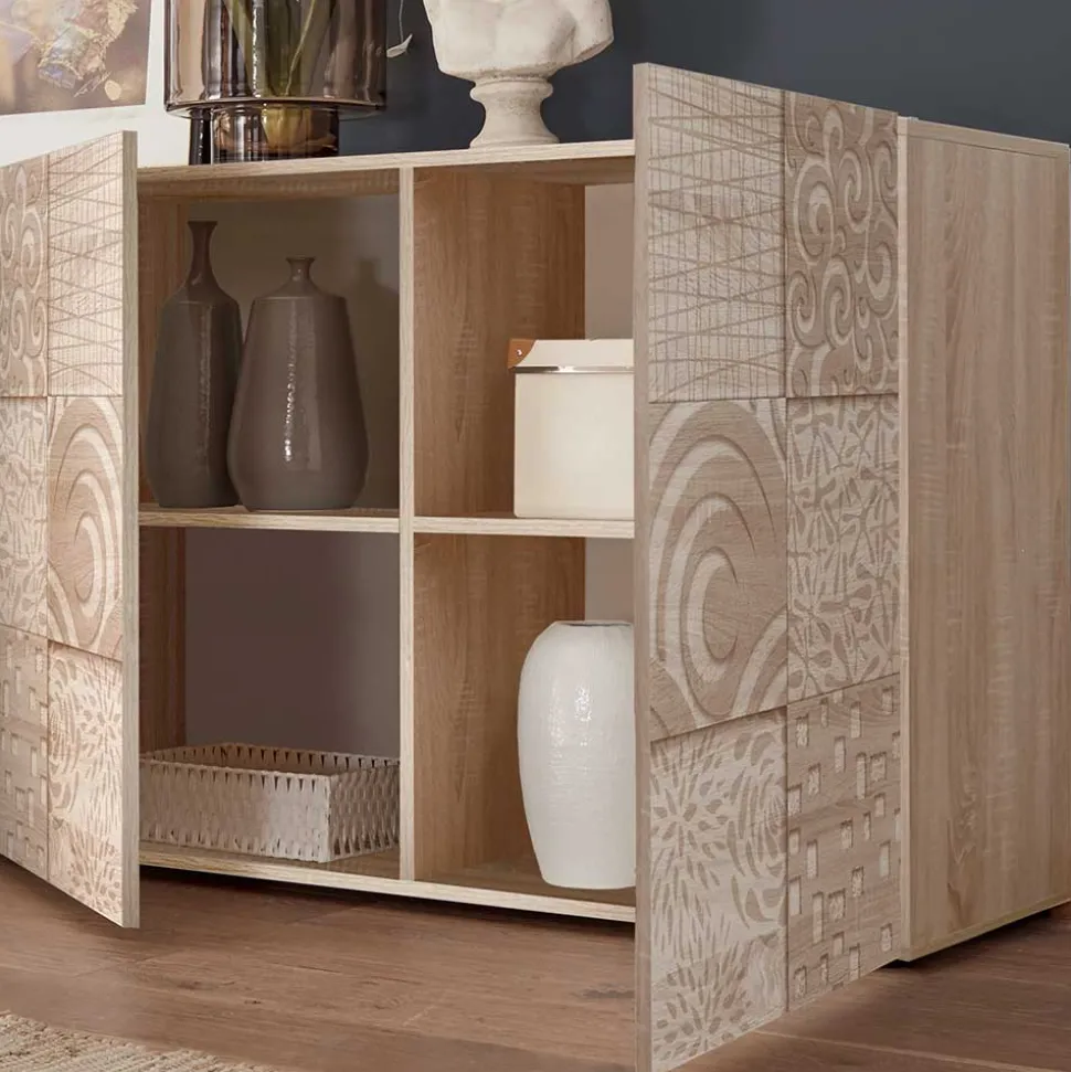 241 cm langes Sideboard in Eiche Sonoma Dekor - Bielvas