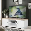 120 cm langes TV Lowboard in Weiß & Eiche - Akedra