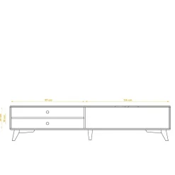 220 cm langes TV Lowboard in Wildeiche mit Weiß - Diesta I