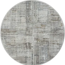 120 cm Runder Teppich in Hellgrau & Creme - Cranoz