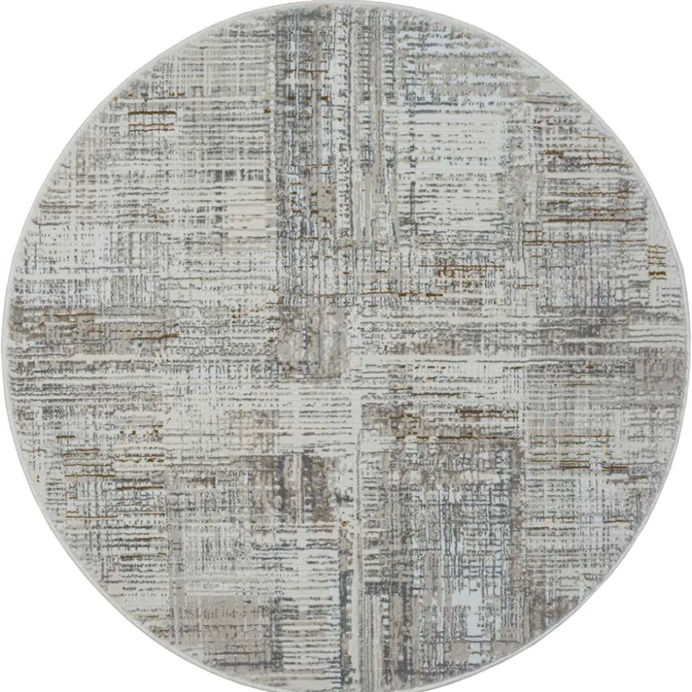 120 cm Runder Teppich in Hellgrau & Creme - Cranoz