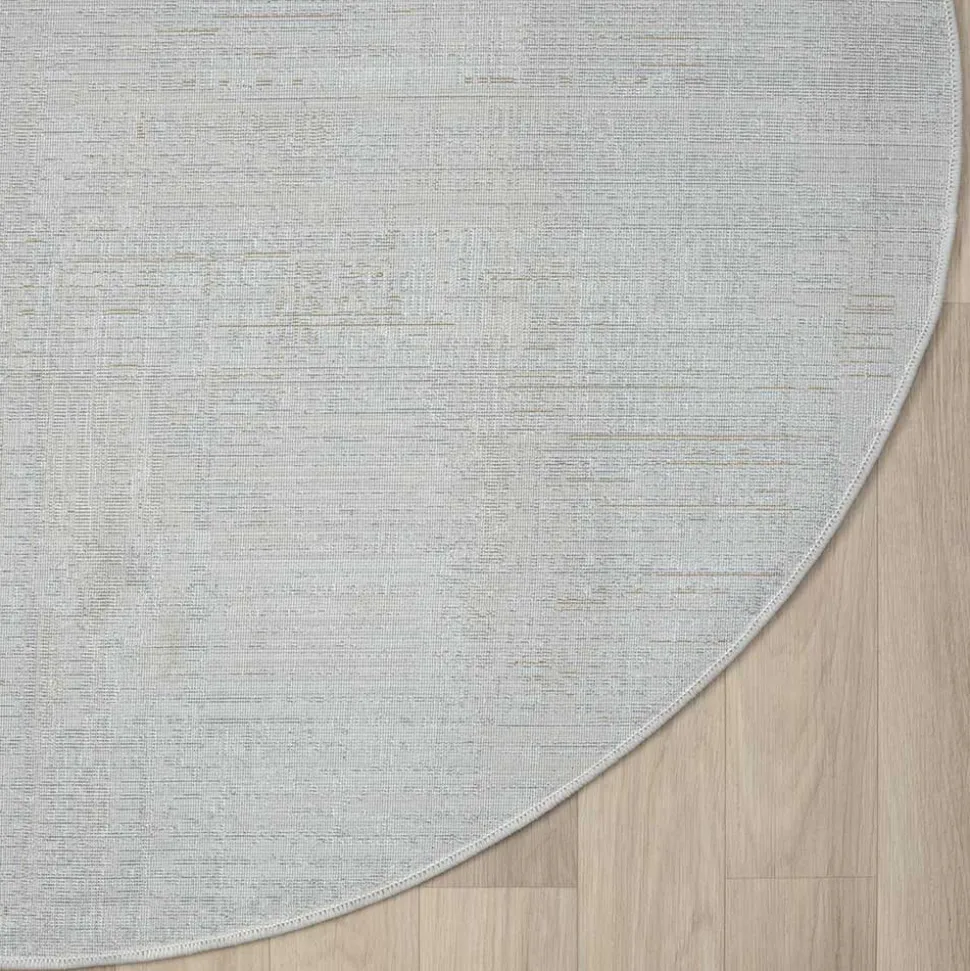 120 cm Runder Teppich in Hellgrau & Creme - Cranoz