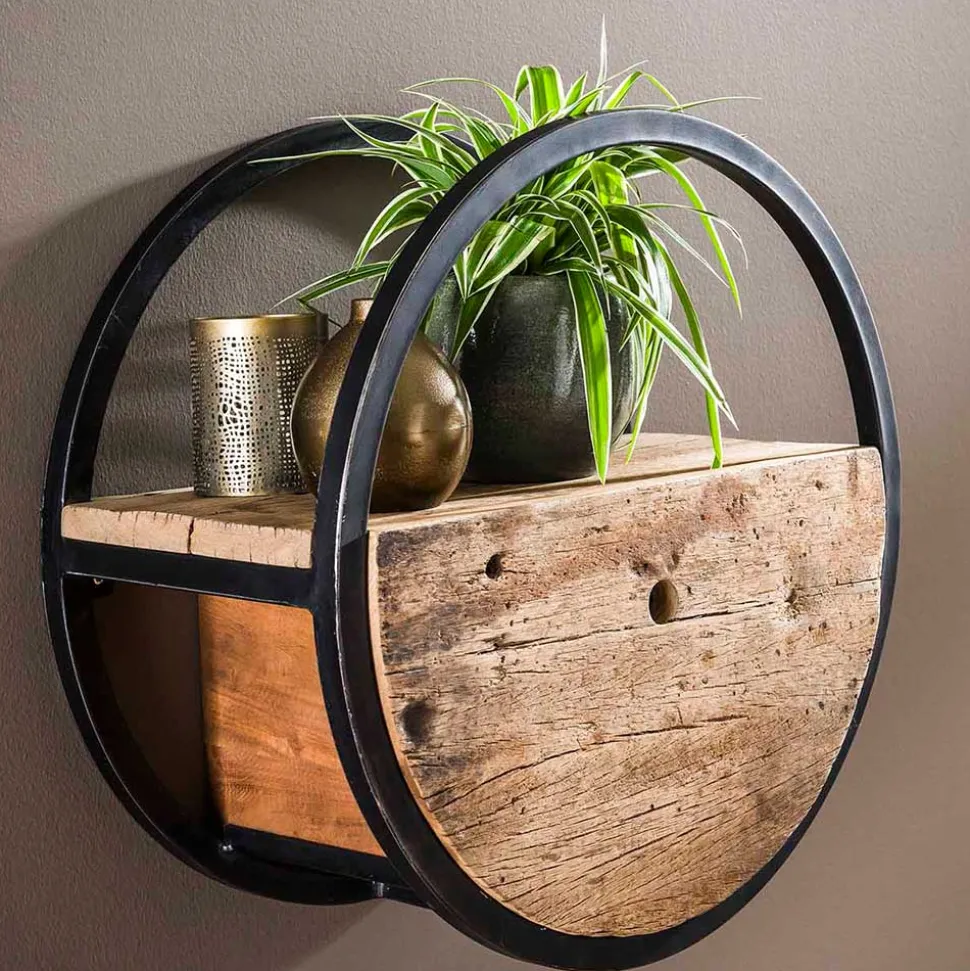 50 cm rundes Hängeregal mit einer Schublade - Malte