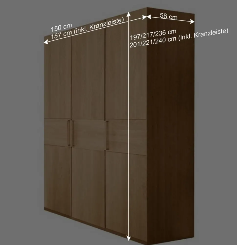 150 cm Schlafzimmer Schrank mit drei Türen - Emdsiva II