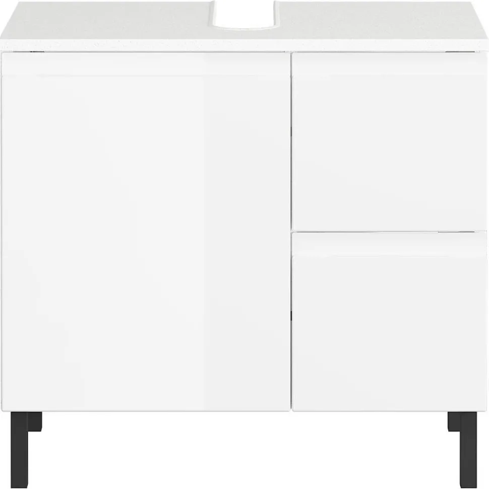 60 cm Waschbeckenschrank in Weiß Hochglanz - Loeesa