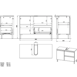 80 cm Waschbeckenschrank in Hellgrau - Dadra