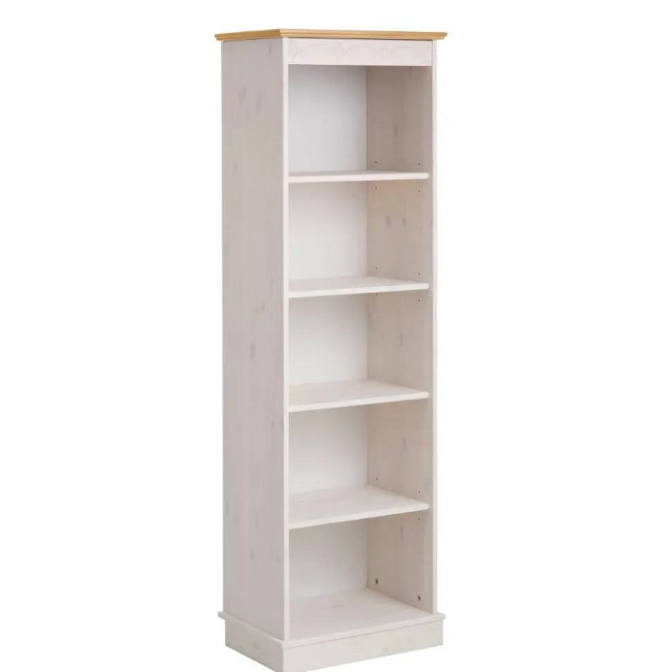 5 Fächer Regal in Weiß und Kiefer Honig - Zentra