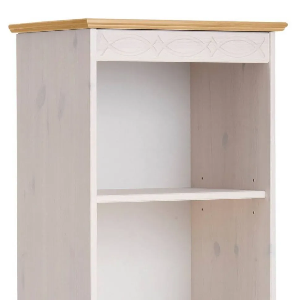 5 Fächer Regal in Weiß und Kiefer Honig - Zentra