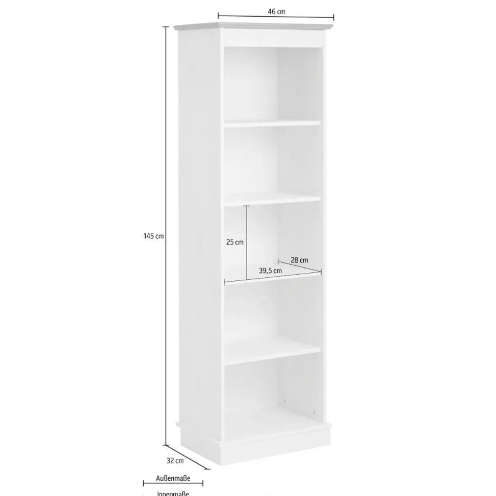 5 Fächer Regal in Weiß und Kiefer Honig - Zentra