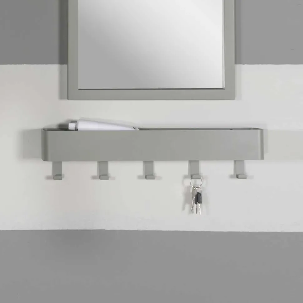 5 Haken Garderobe aus Stahl in Graugrün - Ruamantico