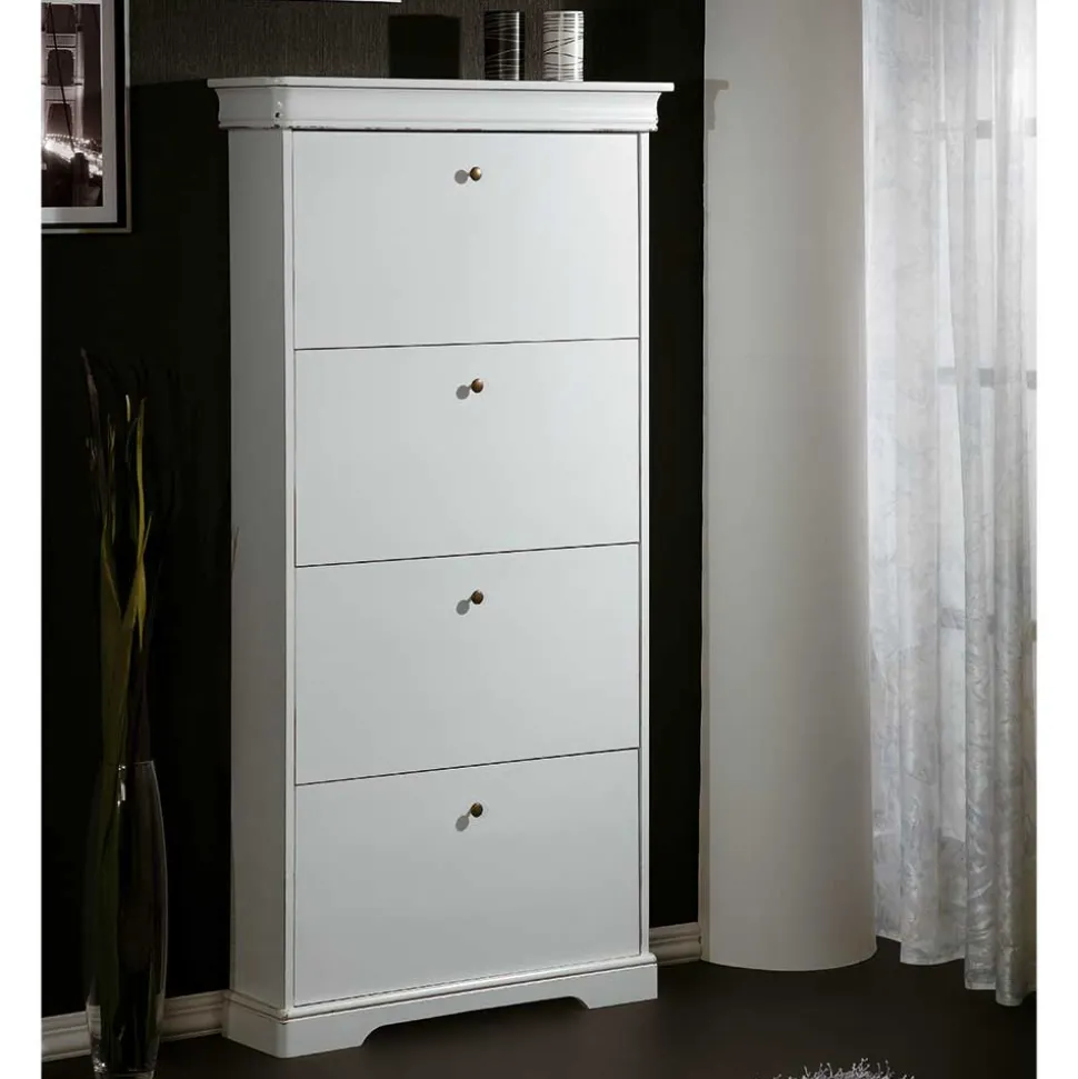 4 Klappen Schuhschrank in Weiß - Zarinas