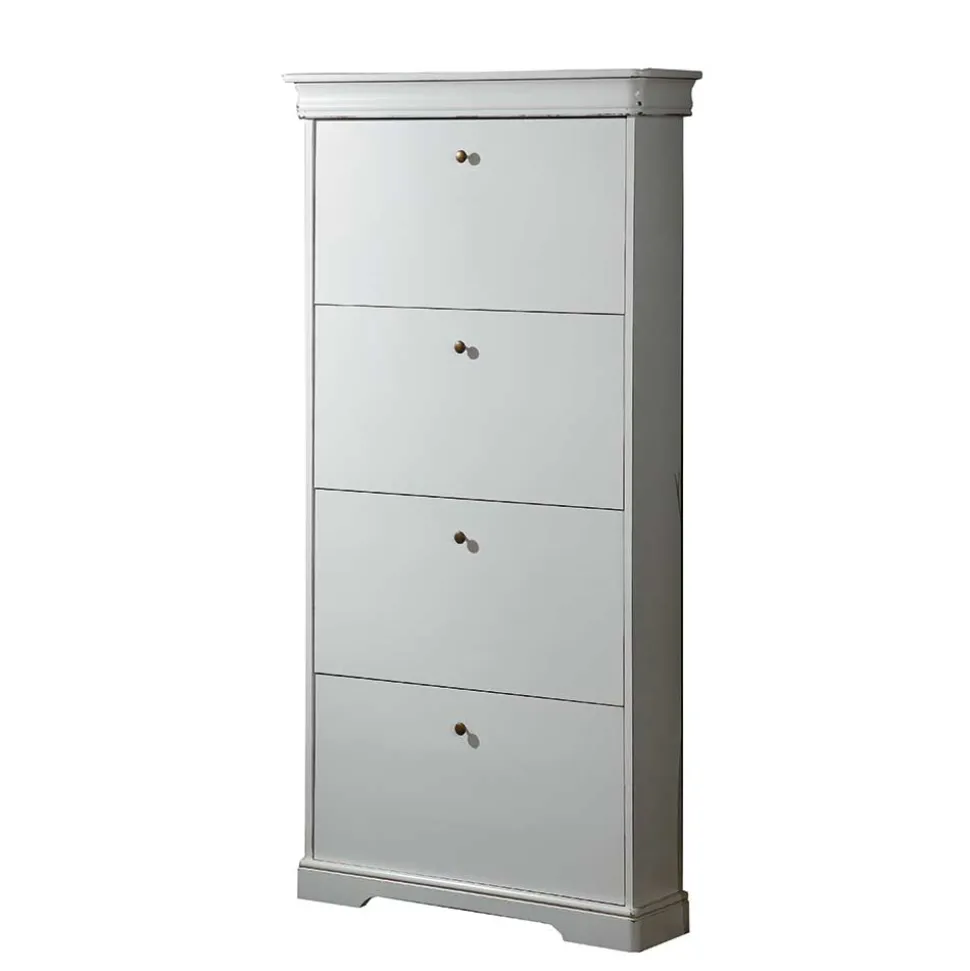 4 Klappen Schuhschrank in Weiß - Zarinas
