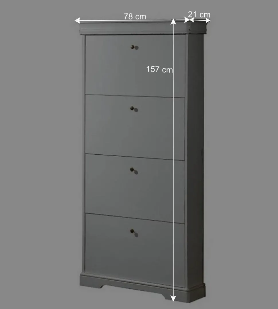 4 Klappen Schuhschrank in Weiß - Zarinas