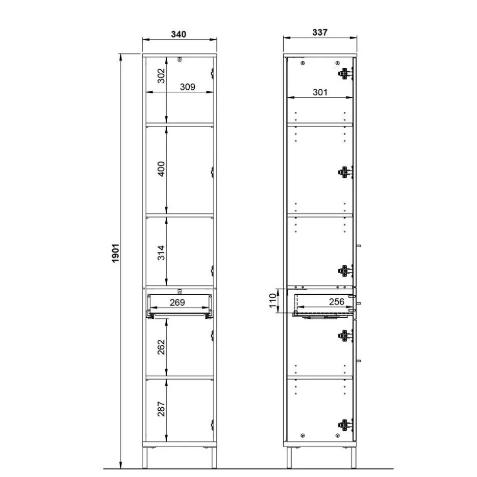 1,90 m Bad Hochschrank in Dunkelgrau - Lucrino